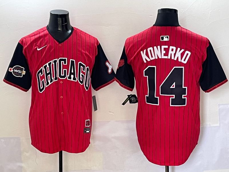 Men Chicago White Sox #14 Konerko Red Stripe Joint Name Nike 2025 MLB Jersey style 11